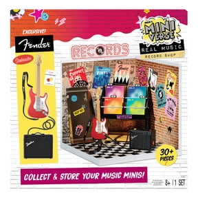 MGA's Miniverse Real Music Record Shop Deluxe Display Set, Licensed Fender Guitar & Accessories, Mini Record Store Furniture, Customizable Music Shop Scene, Mini Collectibles, Ages 8+