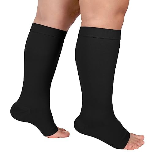 MGANG Plus Size Compression Socks Open Toe for Women Men, Extra Wide ...