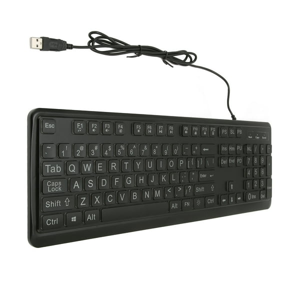 MGAXYFF LED Backlit Full Size USB Type A Ergonomic Keyboard, Black