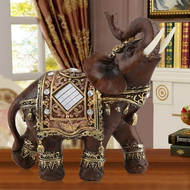 MGAXYFF Lucky Feng Shui 6” Elephant Wood Grain Decorative Figurine