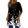 thumbnail image 1 of MGCWSH 3/4 Length Sleeve Womens Tops Dressy Casual Crew Neck T Shirts Three Quarter Length Tunic 2024 Summer Tops for Women Black 3XL, 1 of 5