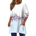 thumbnail image 1 of MGCWSH 3/4 Length Sleeve Womens Tops Dressy Casual Crew Neck T Shirts Three Quarter Length Tunic 2024 Summer Tops for Women Sky Blue S, 1 of 5