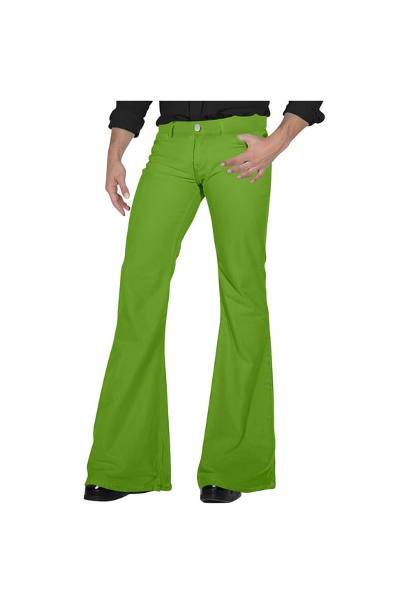 70s Disco Pants for Men,Mens Bell Bottom Jeans Pants,60s 70s Bell Bottoms Vintage Denim Pants Jeans for Men Green M