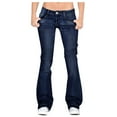 thumbnail image 1 of MGCWSH Butt Lifting Low Rise Flamingo Jeans for Women Trendy Stretch Wide Leg Pants Denim Dark Blue S, 1 of 4