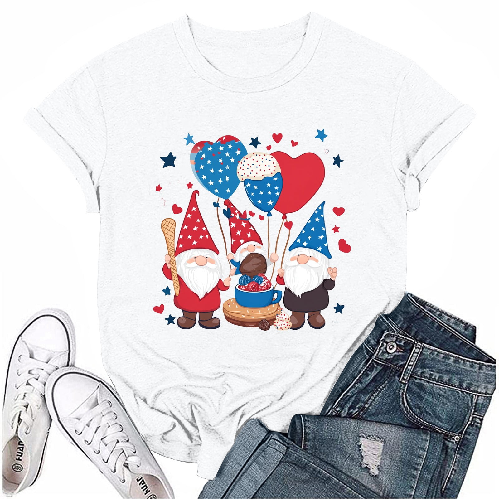 4th Of July Sparkle Top- White
