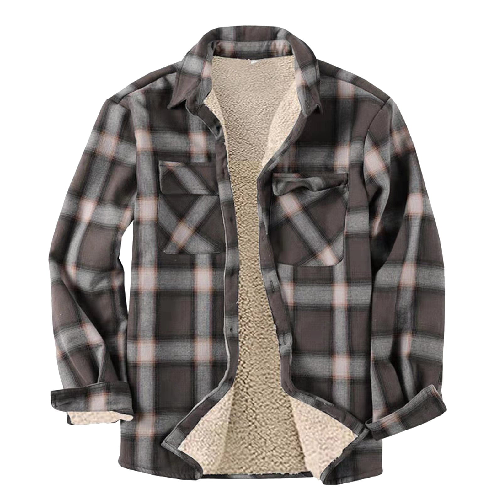 Grizzly Mountain Men's Sherpa Lined Plaid Flannel Shirt