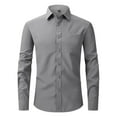 thumbnail image 1 of MGCWSH Men Long Sleeve Dress Shirt - Regular Fit Stretch Free-Wrinkle Casual Button Down Shirt Dark Gray M, 1 of 2