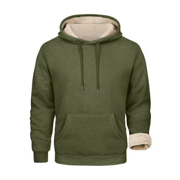 MGCWSH Men's Heavy Hoodie Sherpa Fleece Lined Pullover Thick Winter Hooded Sweatshirt Army Green M