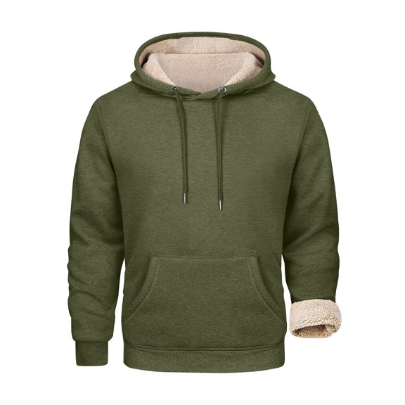 MGCWSH Men's Heavy Hoodie Sherpa Fleece Lined Pullover Thick Winter Hooded Sweatshirt Army Green XL