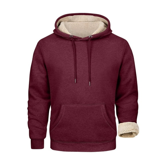 MGCWSH Men's Heavy Hoodie Sherpa Fleece Lined Pullover Thick Winter Hooded Sweatshirt Wine 3XL