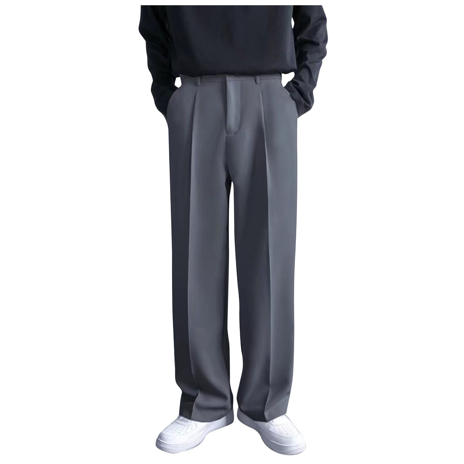 MGCWSH Men's Pleated Straight Wide Leg Suit Pants Business