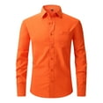 thumbnail image 1 of MGCWSH Mens Slim Fit Dress Shirts Long Sleeve Button Down Cotton Casual Business Shirt Orange 2XL, 1 of 1