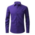thumbnail image 1 of MGCWSH Mens Slim Fit Dress Shirts Long Sleeve Button Down Cotton Casual Business Shirt Purple M, 1 of 2