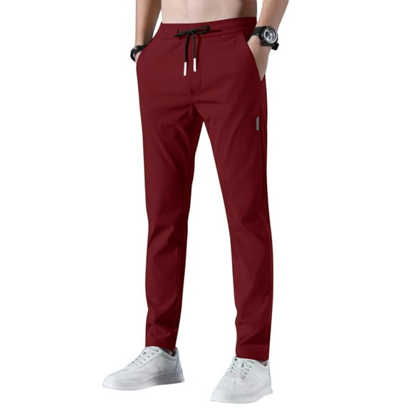 MGCWSH Pants for Men, Unisex Quick Dry Pull-on Stretch comfy Glide Pants Wine