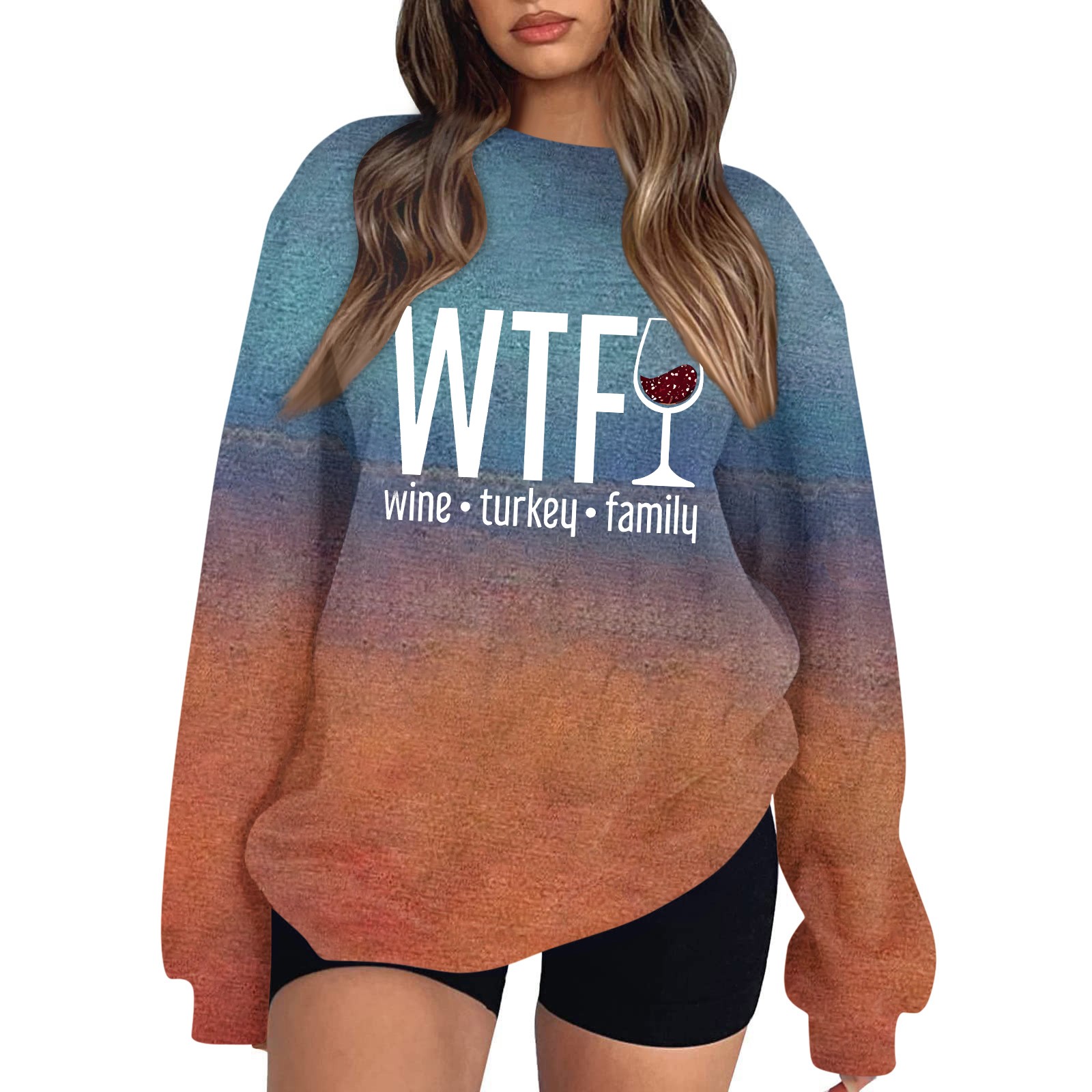 MGCWSH Wine Turkey Family Thanksgiving Funny Family Sweatshirt