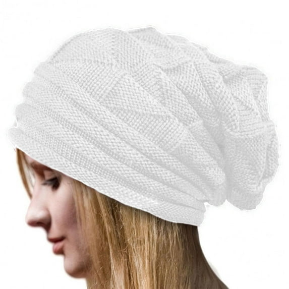 MGCWSH Women Knit Beanie Baggy Oversize Winter Warm Hat Soft Slouchy Beanie Skully Cap White