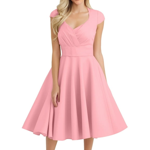 MGCWSH Women Short 1950s Retro Vintage Cocktail Party Swing Dresses Pink XL