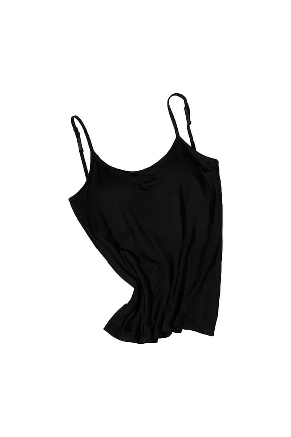 Women Tank Top with Built in Bra Camisole - 2024 New Tank with Built in Bra, Cami Spaghetti Strap Tank Top with Built in Bra Black XL
