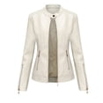 thumbnail image 1 of MGCWSH Women's Genuine Leather Jacket, Classic Button Leather Blazer Casual Coat Long Sleeves Suit Style Leather Jacket White S, 1 of 6