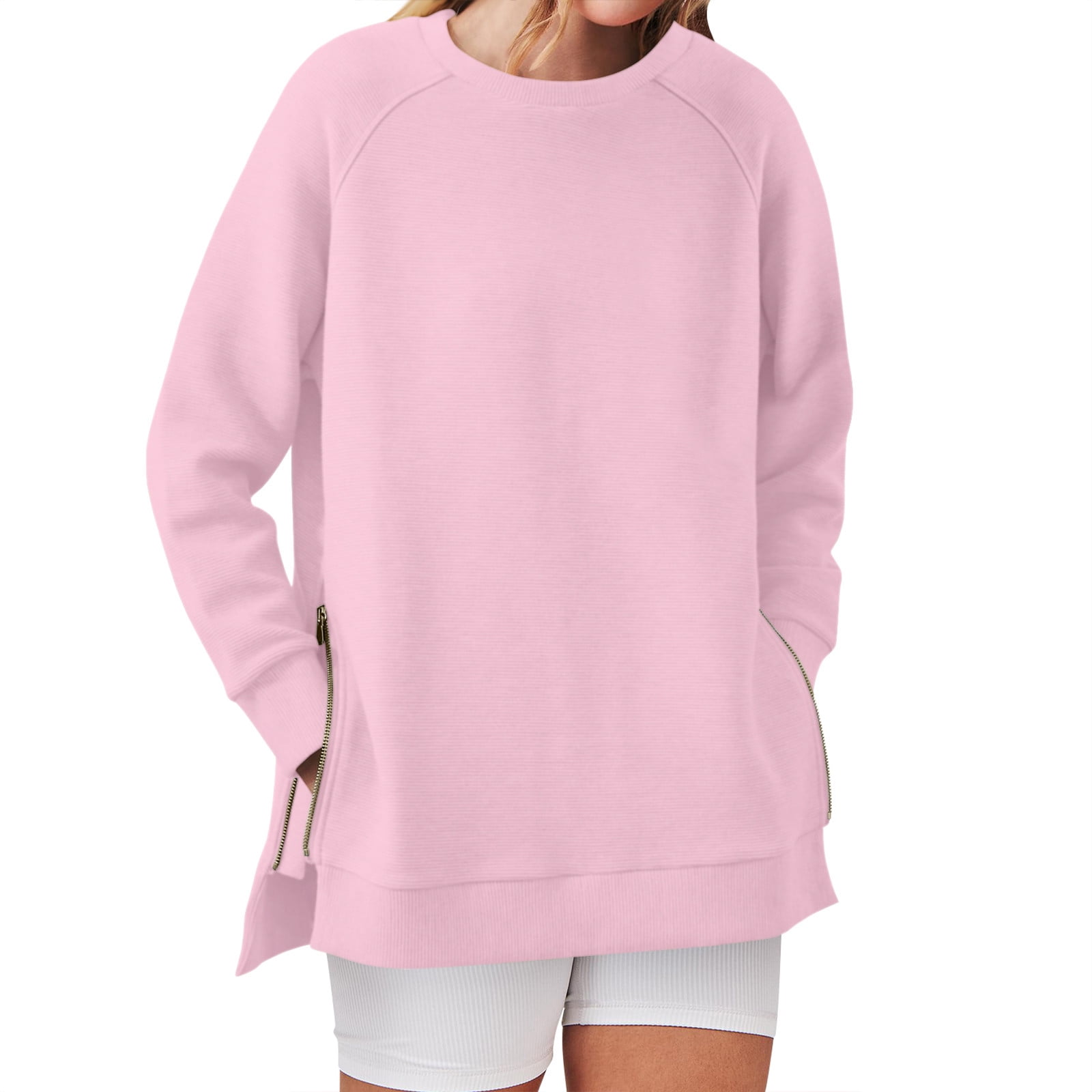 MGCWSH Women's Oversized Lightweight Sweatshirt with Side Slit Zipper