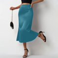 thumbnail image 1 of MGCWSH Women's Satin Maxi Skirt High Waist Elastic A Line Fishtail Elegant Work Elastic Long Skirts Blue, 1 of 5