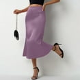thumbnail image 1 of MGCWSH Women's Satin Maxi Skirt High Waist Elastic A Line Fishtail Elegant Work Elastic Long Skirts Purple, 1 of 5