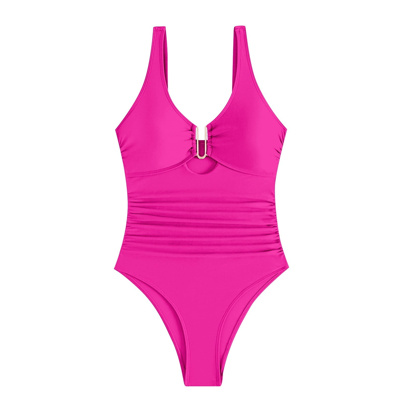 Women One Piece Swimsuit Ruched Tummy Control Bathing Suit Slimming Color Block Swim Suit Swimwear