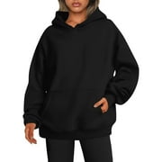 MGCWSH Womens Oversized Hoodies Fleece Sweatshirts Long Sleeve Sweaters Pullover Fall Outfits with Pocket Black L
