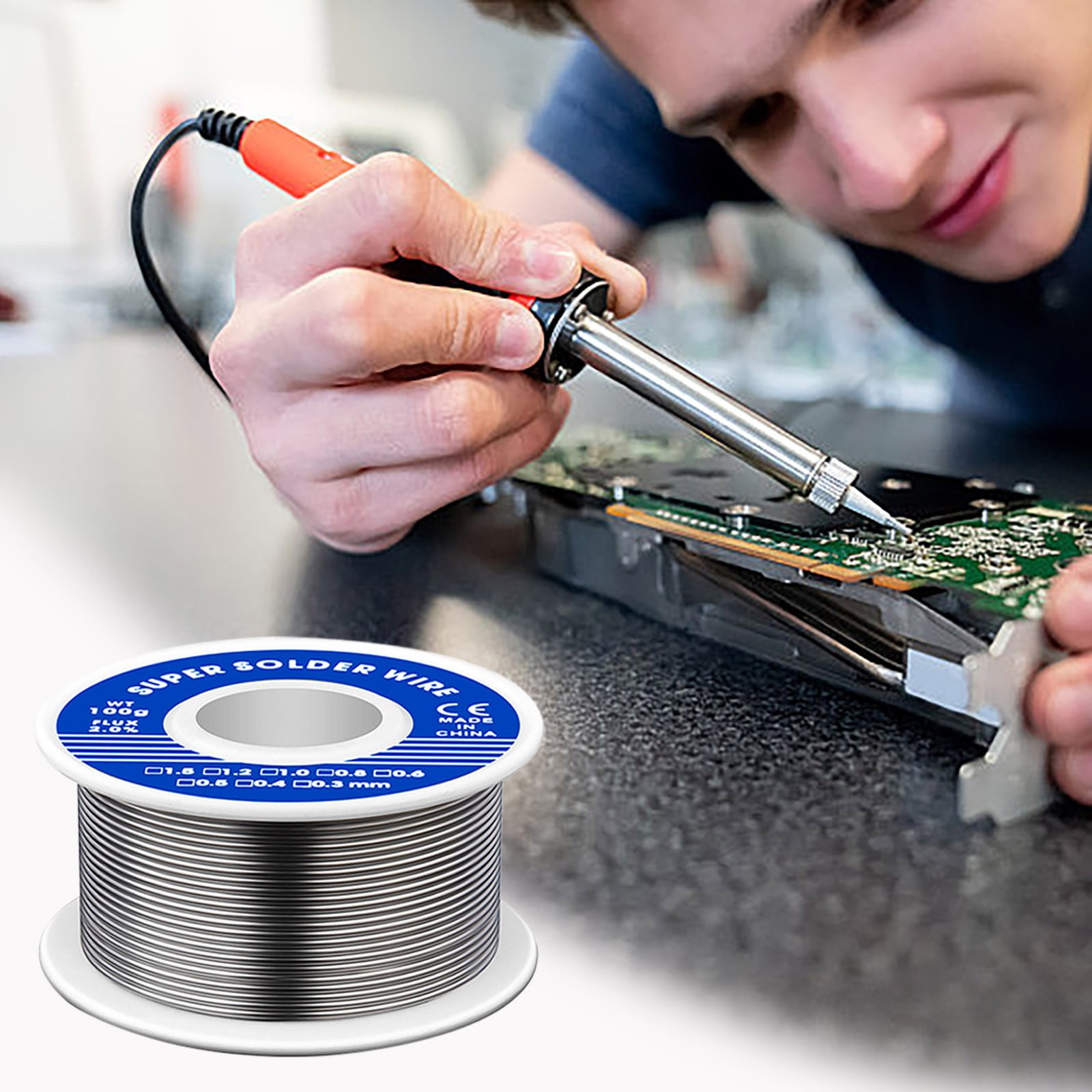 Solder, 63/37 Tin Lead Line Soldering Rosin Core Solder Flux Welding Wire Reel for Electrical Soldering Ultra-Thin Solder Wire (Dia 0.8mm, 30g)