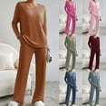thumbnail image 1 of MGDXOX 2 Piece Outfits for Women Long Sleeve Knit Sweater Top and Wide Leg Pants Ribbed Lounge Matching Set Fall Winter Blue M, 1 of 9