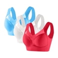thumbnail image 1 of MGDXOX 3Pcs Womens Wide Adjustable Strap V Cross Splicing Solid Sports Shockproof Wireless Multi-scene Daily Bras Red XL, 1 of 2