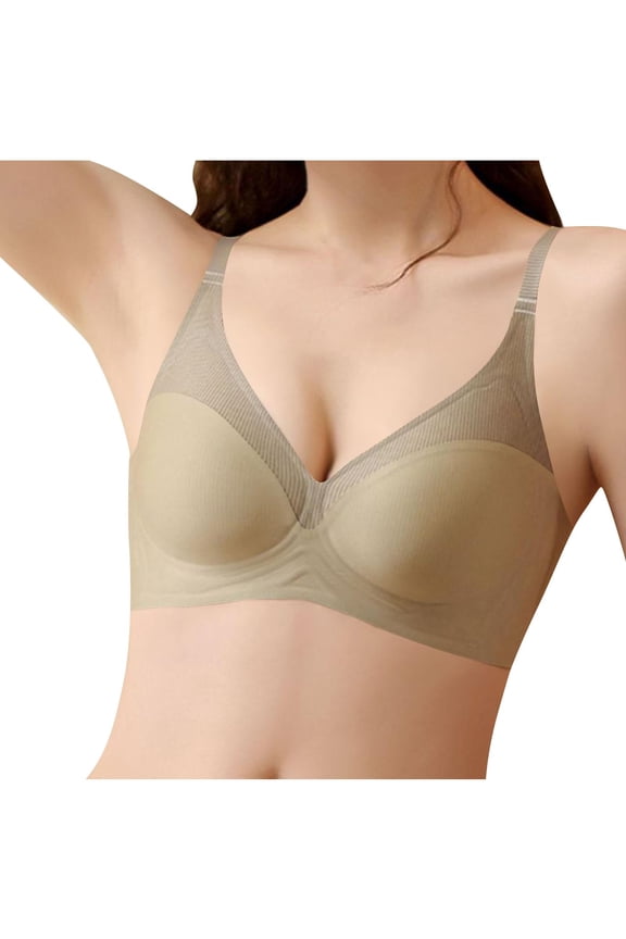 Adjustable Thin Strap Mesh Spliced V Neck Wireless Bra Seamless Lift Support Comfort Daily Intimates Green M