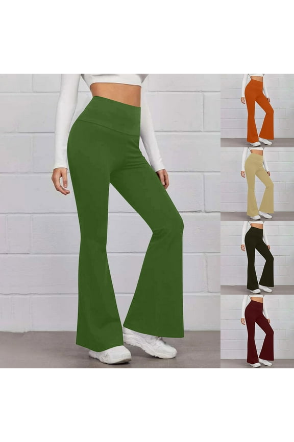 Bootcut Yoga Pants for Women Butt Lifting Leggings Tummy Control Casual Flare Yoga Pant for Yoga Workout Gym Orange XL