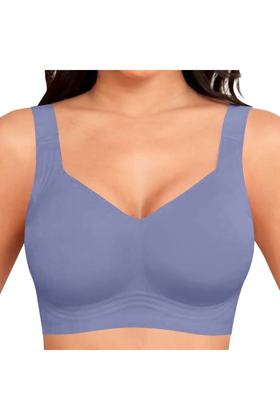 Bras for Women Push Up Bra No Underwire Comfy Soft Buttery Yoga Seamless Sports Bras with Support Lift Light Blue XXXXL