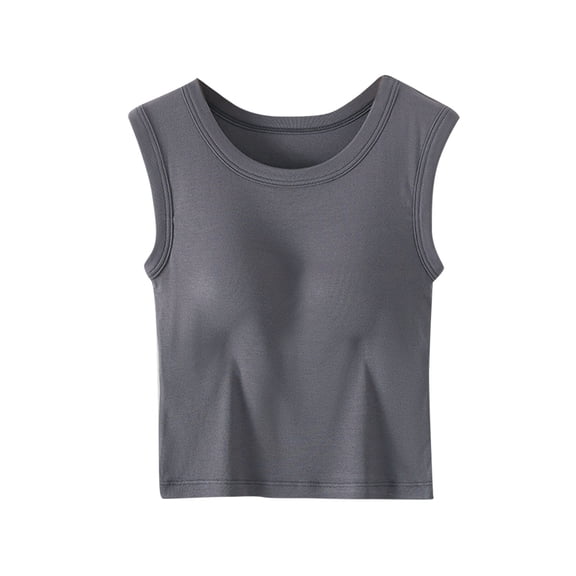 MGDXOX Built in Bra Tank Pajama Tops for Women Summer Casual Spaghetti Strap Camisole Plus Size Solid Underwear Gray M