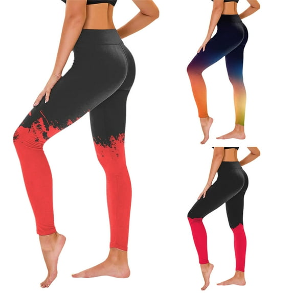 MGDXOX Buttery Soft Yoga Pants for Women High Waist Color Block Fashion Workout Gym Leggings Stretch Tummy Control Pant Red L
