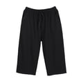 thumbnail image 1 of MGDXOX Capris for Men Cotton Pajama Pants Loose Fit Casual Elastic Waist Drawstring Lounge Sleep Bottoms with Pockets Black L, 1 of 3