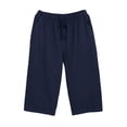 thumbnail image 1 of MGDXOX Capris for Men Cotton Pajama Pants Loose Fit Casual Elastic Waist Drawstring Lounge Sleep Bottoms with Pockets Navy XXXL, 1 of 3