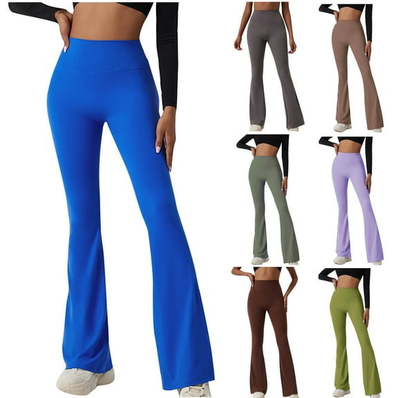 MGDXOX Flare Scrunch Leggings for Women V Cross Waist Bell Bottom Yoga Pants Tummy Control Bootcut Workout Leggings Black L