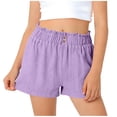 thumbnail image 1 of MGDXOX Girls Crinkle Fabric Shorts Elastic Waist with Button Detail Casual Summer Shorts with Pockets for Daily Wear Purple 9 Years, 1 of 6