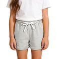 thumbnail image 1 of MGDXOX Girls Cuffed Hem Drawstring Sweat Shorts Elastic Waist Solid Color Loose Casual Shorts Comfortable Bottoms for Sports Playtime and Summer Daily Activities Gray 7 Years, 1 of 7