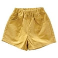 thumbnail image 1 of MGDXOX Girls Elastic Waist Cargo Casual Shorts Loose Fit Solid Color Bottoms Multi Pocket Design Lightweight Durable Fabric for Outdoor Hiking and Daily Play Yellow 2 Years, 1 of 3