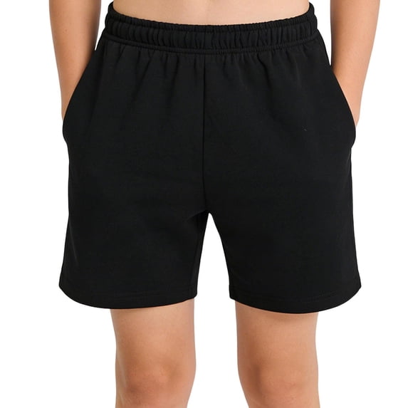 MGDXOX Girls Elastic Waist Casual Shorts Solid Color Comfortable Soft Shorts with Side Pockets for Everyday and Outdoor Activities Black 12 Years