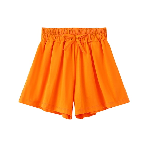 MGDXOX Girls Flowy Casual Shorts Elastic Waist with Bow Detail Wide Leg Comfortable Shorts for Summer and Everyday Wear Orange 8 Years