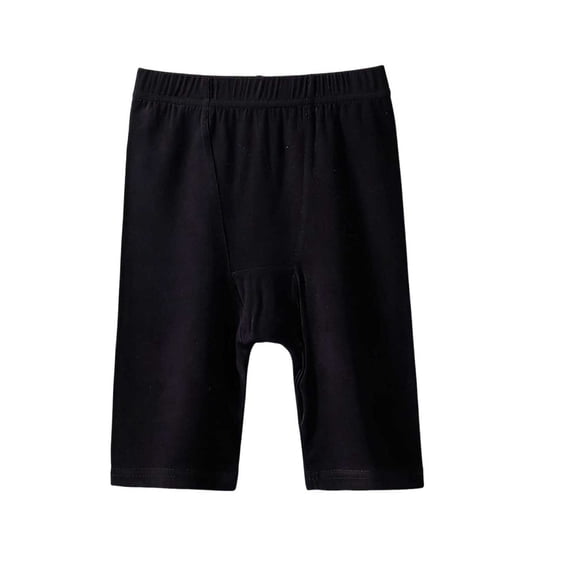 MGDXOX Girls Modal Knee Length Shorts Elastic Waist Soft Stretchy Breathable Safety Shorts for Under Dresses Sports and Daily Wear Black 9 Years
