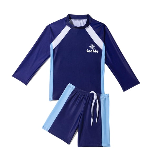 MGDXOX Girls Rash Guard Set UPF50+ Sun Protection Swim Shirt with Board Shorts Bathing Suit Kids Beach Swimwear Navy 9-11 Years