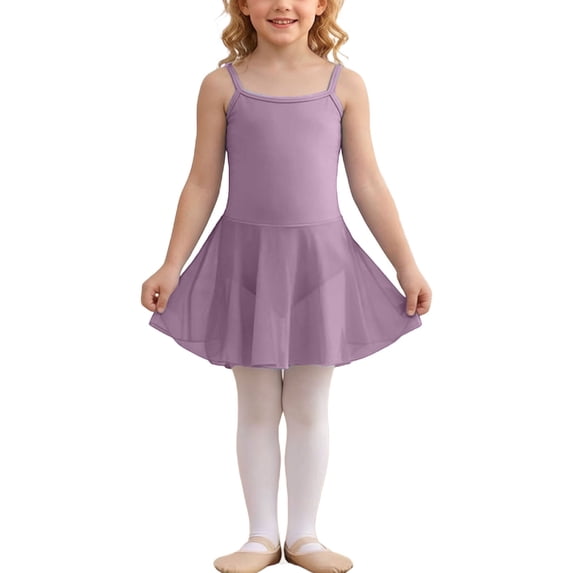 MGDXOX Girls Spaghetti Strap Ballet Leotard Dress with Skirt Overlay Dancewear for Ballet Practice and Performance Red 12-13Years