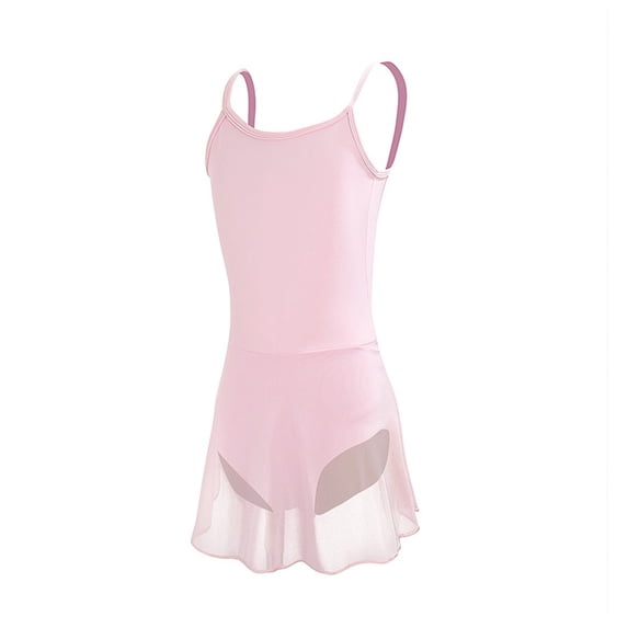 MGDXOX Girls Spaghetti Strap Ballet Leotard Dress with Tulle Skirt Dancewear for Practice and Performance Pink 4 Years