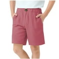 thumbnail image 1 of MGDXOX Kids Button Front Elastic Waist Casual Shorts Loose Solid Color Lightweight Breathable Bottoms Simple Stylish Design for Summer Daily School Pink 130, 1 of 6