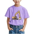 thumbnail image 1 of MGDXOX Kids Short Sleeve Graphic T-Shirt Soft Cotton Fabric Spring Summer Casual School Wear Purple 7 Years, 1 of 6